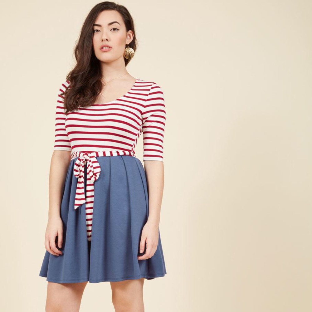 In the Very Near Twofer Striped Dress in Americana